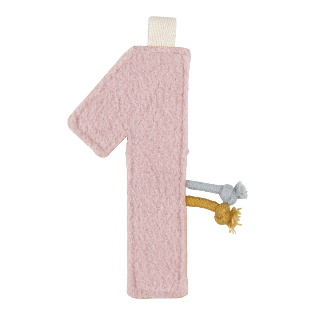 Little Dutch | Vlaggenlijn Textiel Cijfer 1 Geribbeld Roze 10cm 