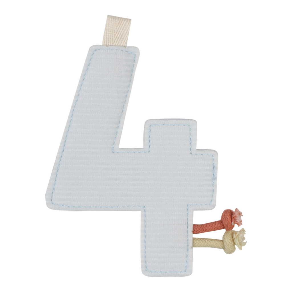 Little Dutch | Vlaggenlijn Textiel Cijfer 4 Geribbeld Grijs 10cm 