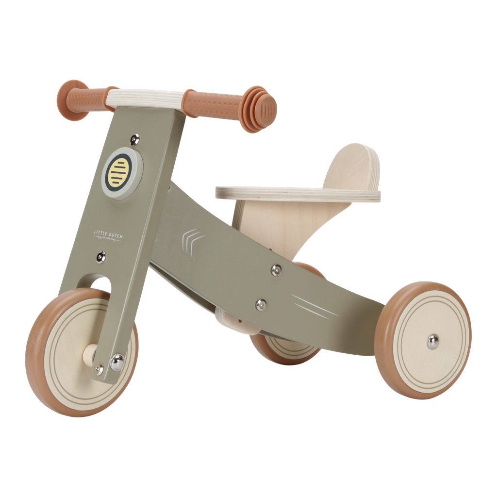Little Dutch | Loopfiets Driewieler Olive Hout Groen +12m