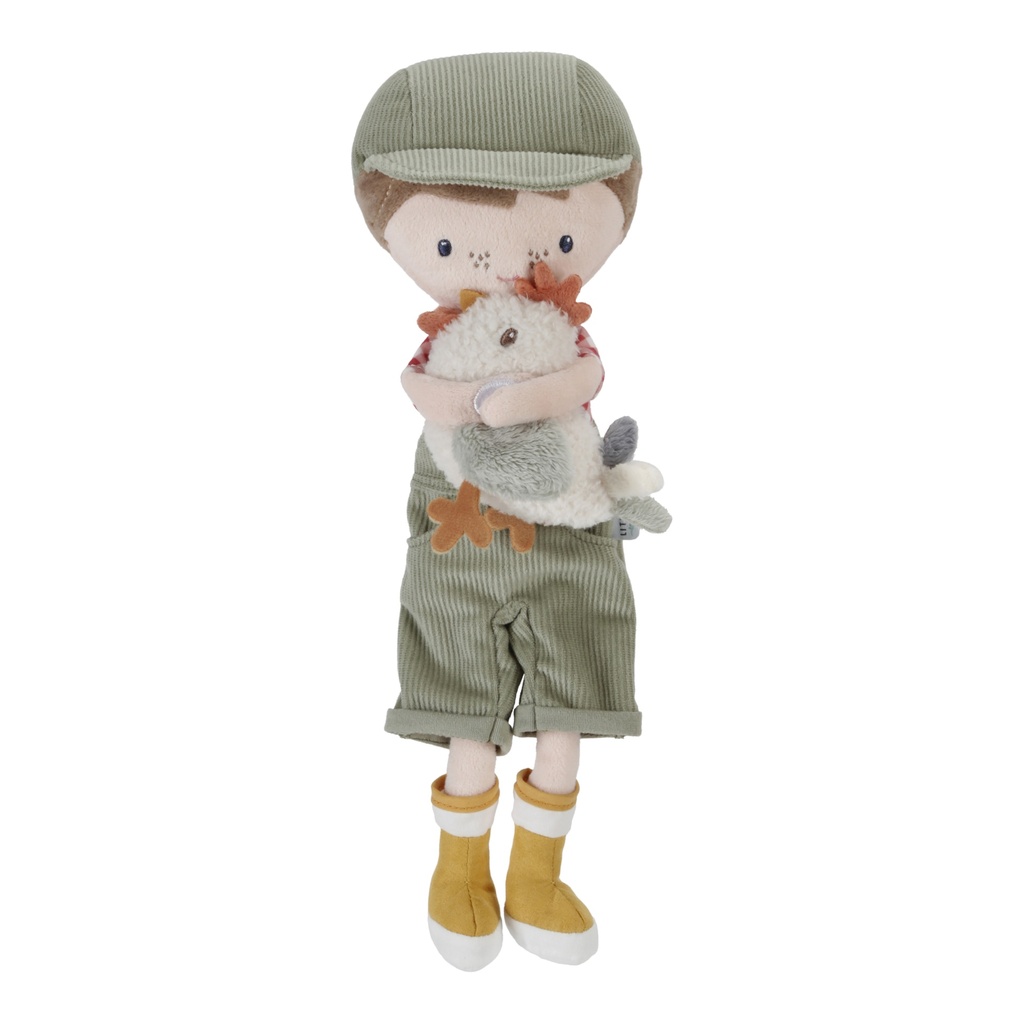 Little Dutch | Pluche Knuffel Little Farm Boer Jim met Kip Knuffelpop +12m