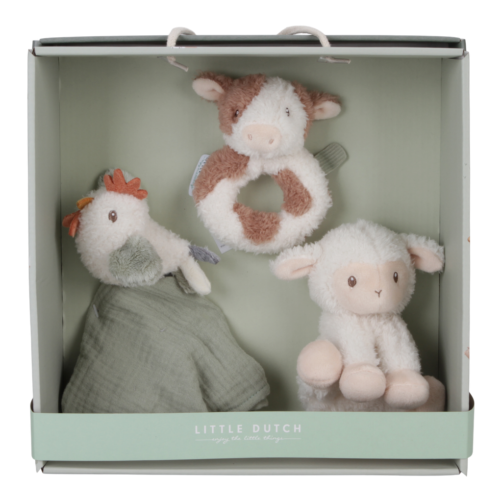 Little Dutch | Giftset Little Farm Pluche Knuffel Kip/Schaap/Koe +0M