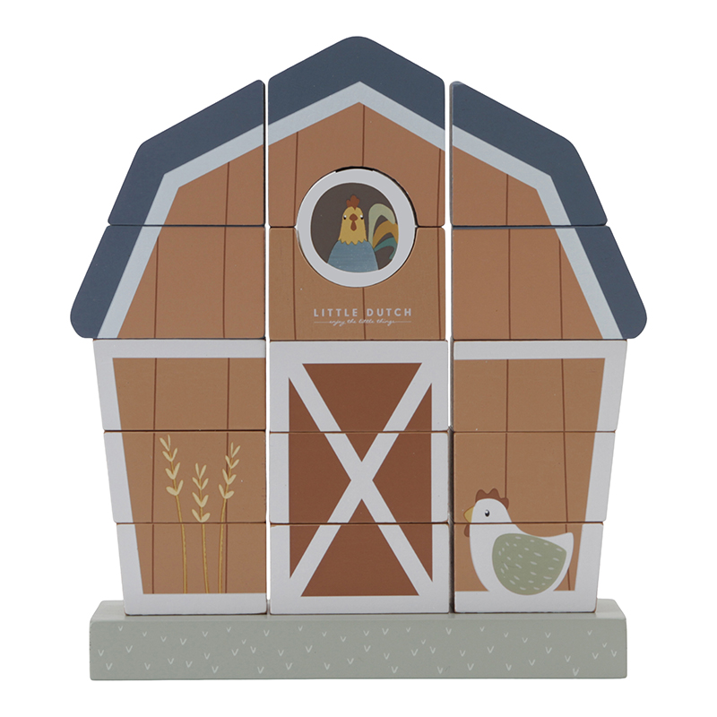 Little Dutch | Stapelpyramide Little Farm Stapelaar Boerderij Hout +12M