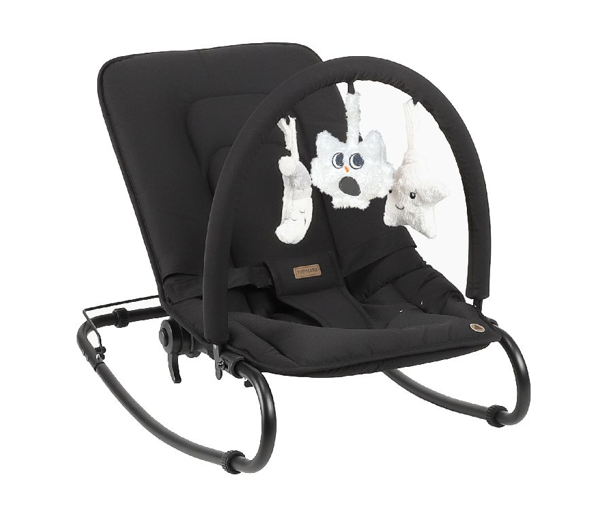 RELAX, Jessy, black, bekl polyester, uni, max 9 kg, schommelstand, speelboog, opvouwb, rug verstelb, 2024