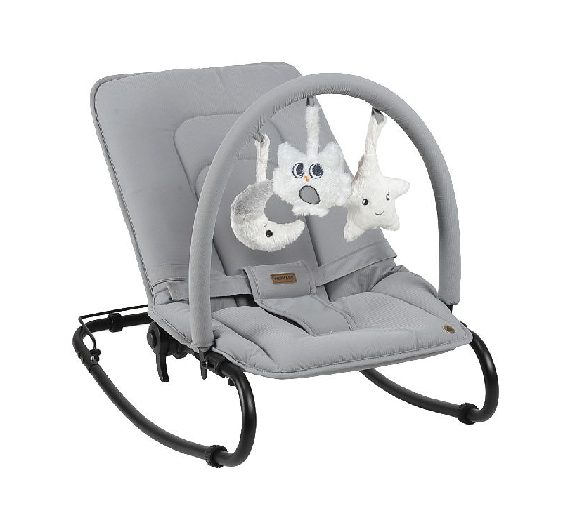 RELAX, Jessy, grey, bekl polyester, uni, max 9 kg, schommelstand, speelboog, opvouwb, rug verstelb, 2024