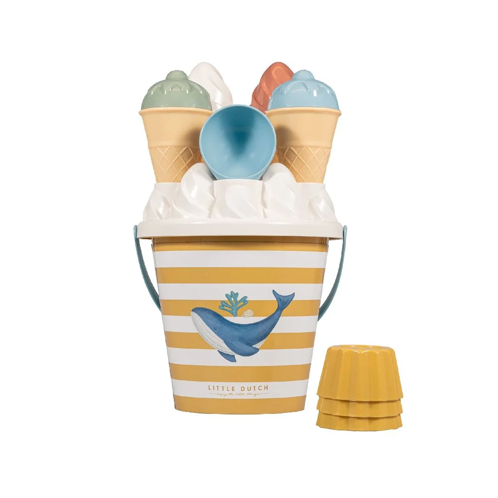 Little Dutch | Strandspeelgoed Ocean Dreams Emmer/4 Ijshoorntjes/Ijslepel/7 Zandvorm/Zeef 14-delige