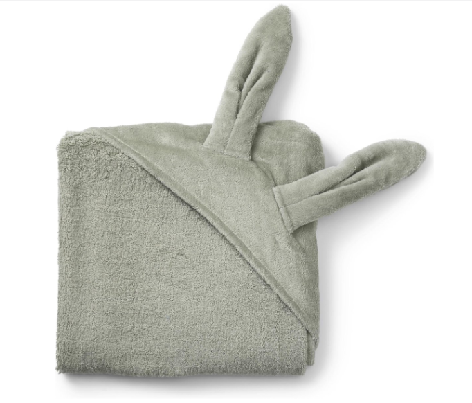 Elodie | Badcape Bunny Mineral Green Groen Oortjes Badstof/Velours 80x80cm
