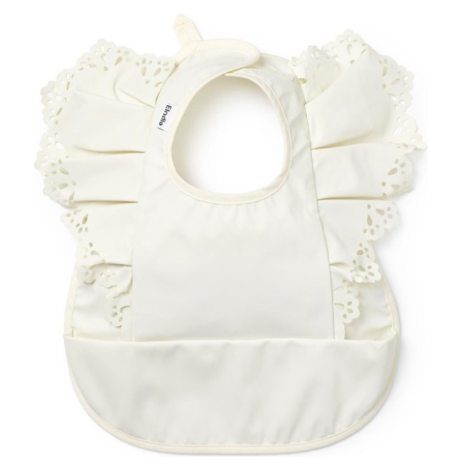 SLABBETJE, vanilla white, uni, appl franjes, velcrosl., polyester, 27x32cm, met kruimelvanger, 1 stuk(s),2023