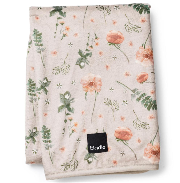 DEKEN, 75x100cm, Pearl Velvet, meadow blossom, aom weide bloesem/uni, fleece, voor wieg, Max in the meadow, 2023