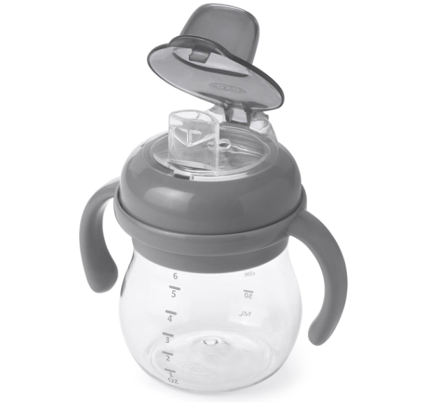 DRINKBEKER, 150 ml, Transitions Soft Spout Cup with Handles, grey, grijs, uni, handvatten, deksel, drinktuit