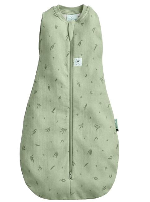 SLAAPZAK, 70cm, ZM, 1.0TOG, willow, groen, Cocoon Swaddle Bag, Mild Pouch, aop bladeren, bio katoen/bamboe, 2023