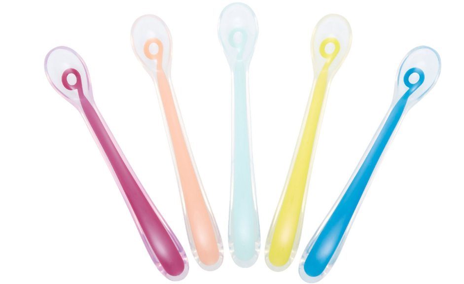 LEPEL, 5 delig, Baby Spoons - eerste leeftijd, geel/oranje/rood/blauw, uni, bestek