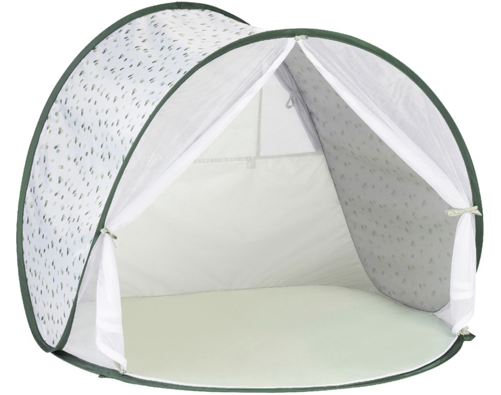UV TENT, Anti-UV Tent, provence,wit/groen, uni/all over bomen print,kunststof, vanaf 0 maand