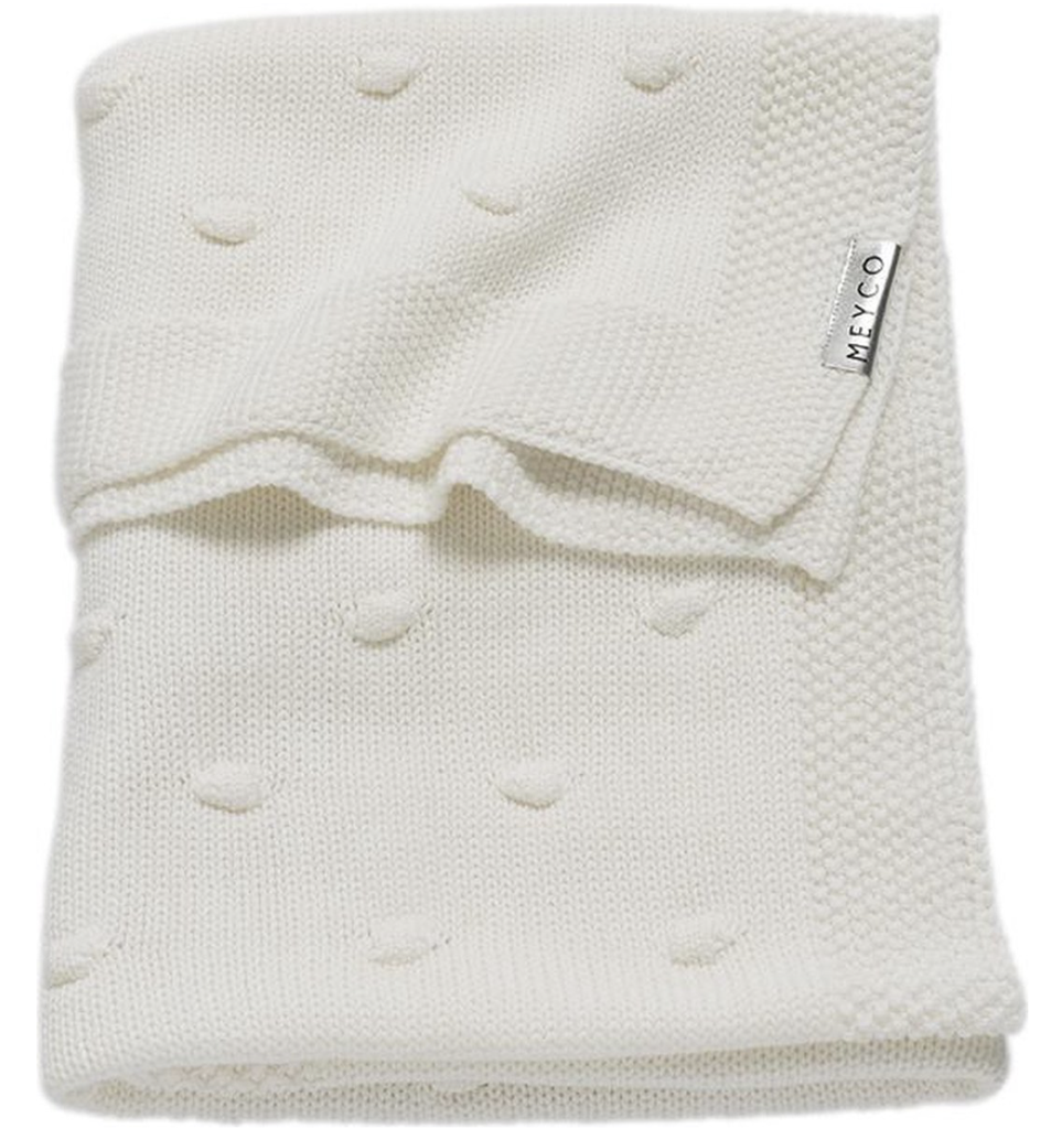 DEKEN, 75x100cm, TOG 0.8, Knots, off- white, all over 3D noppen/uni, tricot, voor wieg/draagmand/park