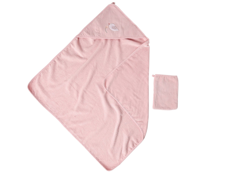 Nattou | Badcape Alice & Pomme Roze met Washandje