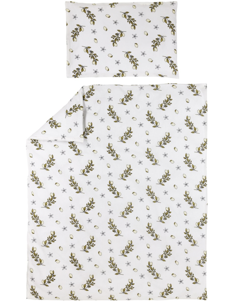 DONSOVERTREK, 100x135, Lemon, all over citroenplant print - ao citroenplant print, katoen, +sloop, vr babybed