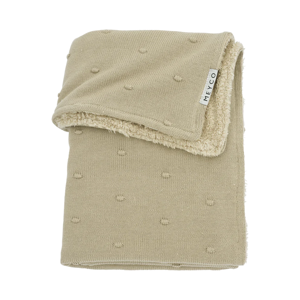 Meyco | Deken vr Wieg/Draagmand/Park Mini Knots 3D  Tricot/Teddy Sand 75x100cm 