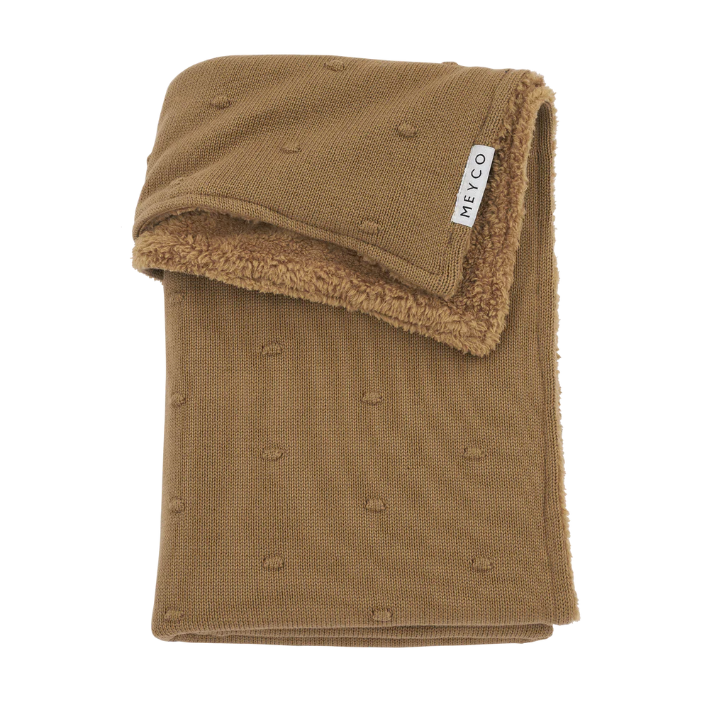 Meyco | Deken vr Babybed Mini Knots Tricot/ Teddy Toffee 100x150cm