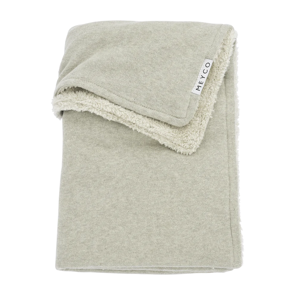 Meyco | Deken vr Babybed Knit Basic Basic Sand Melange Tricot/Teddy Ecru 100x150cm