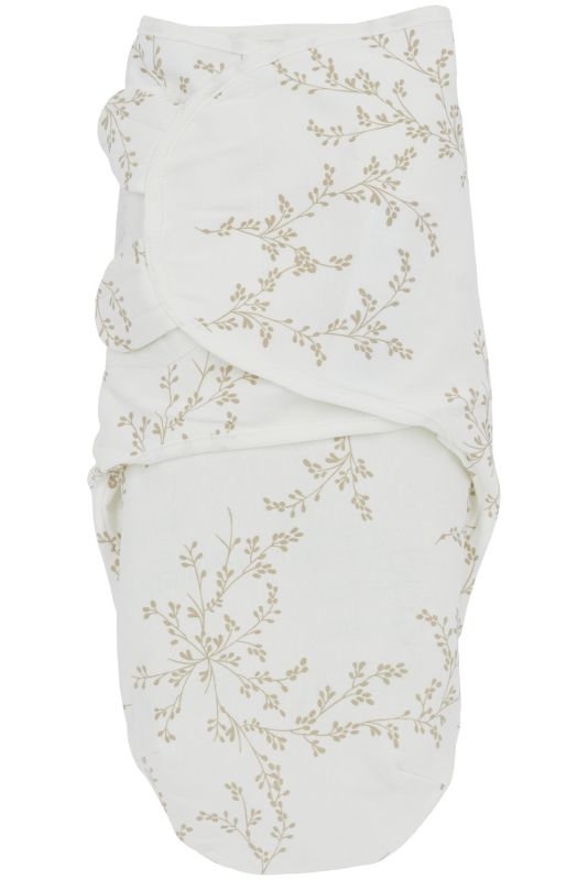 INBAKEREN, 0-3m, Branches sand, wit/ecru, all over takkenprint, jersey, van 3.5 kg tot 6.5 kg, Swaddle