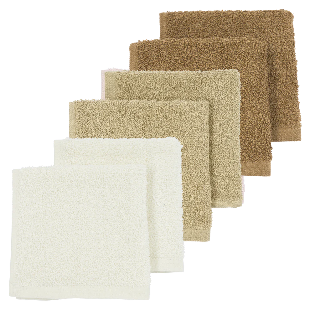 Meyco | Monddoekje Basic Badstof Offwhite/Sand/Toffee 30x30cm 6-pack