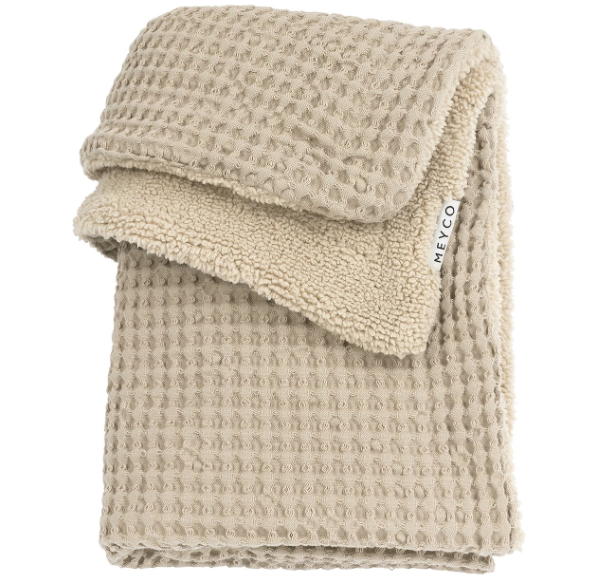 Meyco | Deken Wafel Teddy Sand Gewafeld Katoen/Teddy Ecru 100x150cm