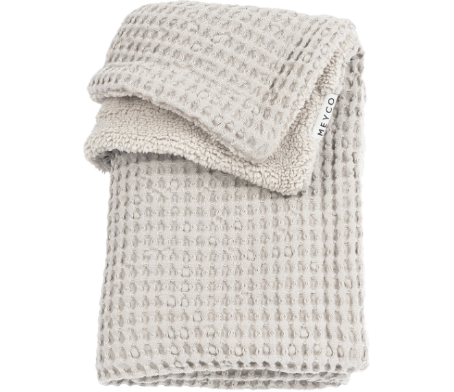 DEKEN, 100x150cm, Wafel Teddy greige, grijs/ecru, gewafeld/uni, katoen/teddy, TOG 2.0, voor babybed 60x120/70x140
