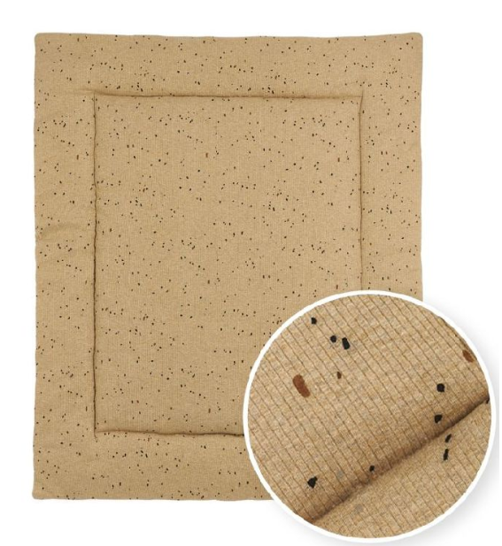 PARKLEGGER, 80x100cm, Rib Mini Spot toffee melange, bruin, aop stippen, geribbeld, jersey, kadermodel