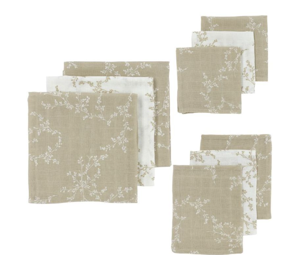 Meyco | Tetra Doek Starterset Branches Sand Washandje/Monddoekje/Luierdoek 9-delig