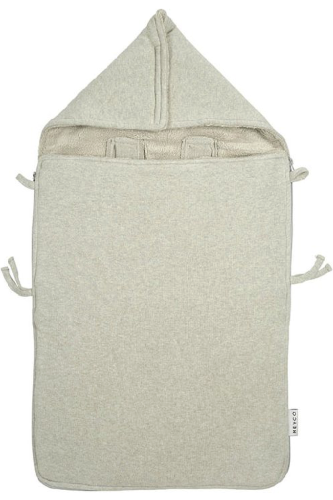 VOETENZAK, Knit Basic sand mélange, uni, tricot/teddy, L:82cm, vr autostoel groep 0+, kap met velcrosluiting, 2023