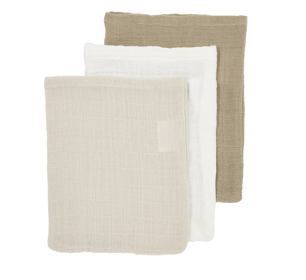 Meyco | Washandje Pre-Washed Offwhite/Soft Sand/Taupe Ecru 20x17cm 3-pack