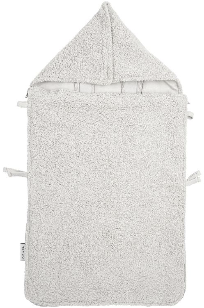 VOETENZAK, Teddy greige, uni, teddy/ jersey, L:82cm, vr autostoel groep 0+, kap met velcrosluiting, 2023