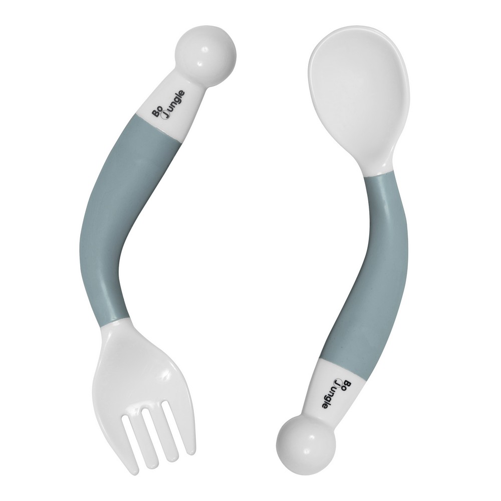 BESTEK, B-Bendable Spoon & Fork, lepel & vork, blue, buigbaar handvat, vr links- en rechtshandigen