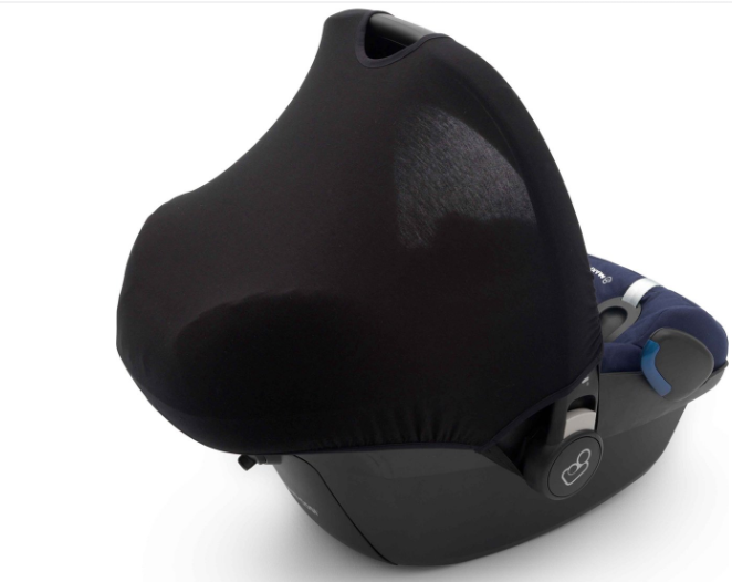 ZONNEKAP, Black, Hoody, zwart, uni, voor autostoel groep 0+, universeel model, 2022