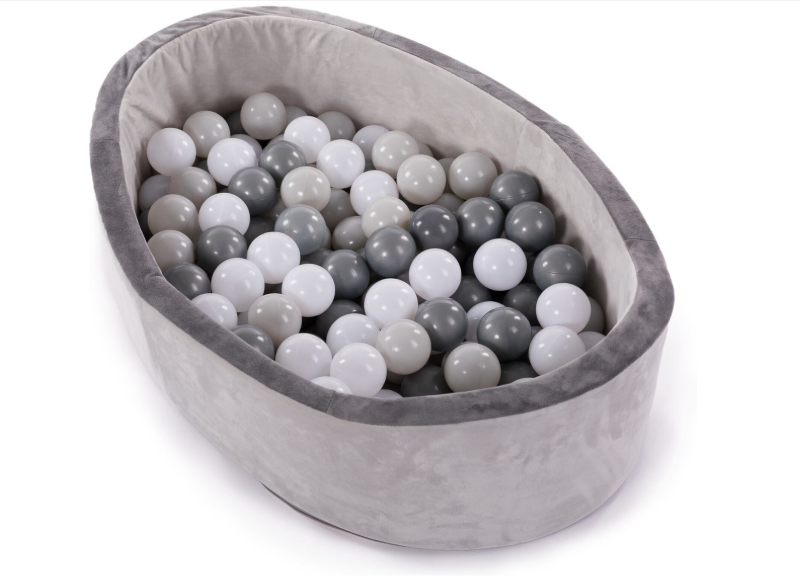 BALLENBAD, B-Ball Pit Play Gym, grey, wit/grijs, uni, textiel, vanaf 18 maanden