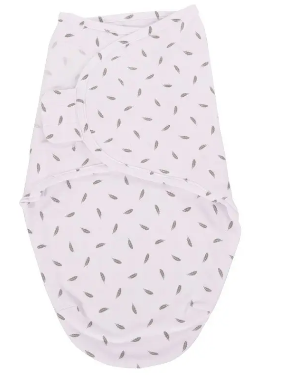 Bo Jungle | Inbakeren B-Wraps Small Grey Feathers Katoen L 60 cm van 3,2-6,4kg 0-4m