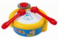 MUZIEKINSTRUMENT, Trommel, Bumba, blauw/geel, uni met bumba, kunststof, vanaf 12 maanden