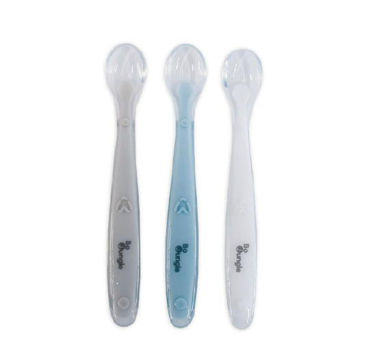 Bo Jungle | Lepel Soft Spoon Set Siliconen White/Grey/Blue 3-pack