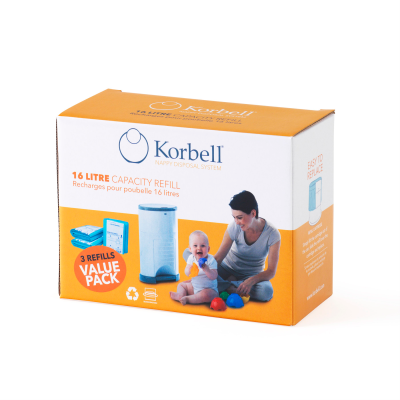 Korbell | Navulling vr Luieremmer Korbell Biologisch Afbreekbaar 3-pack