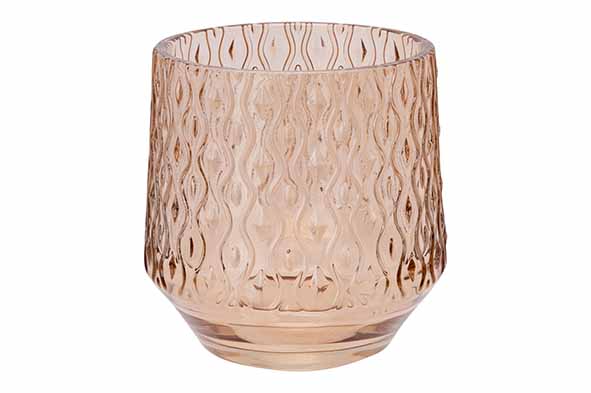 Cosy & Trendy | Theelichthouder Wave Taupe/Bruin 9,5 x 9,5 x 10 cm