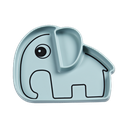 PLAT BORD, Silicone Stick & Stay Snack Plate, Elphee, olifant, blue, uni, siliconen, met 2 vakken, 1 stuk(s), 24