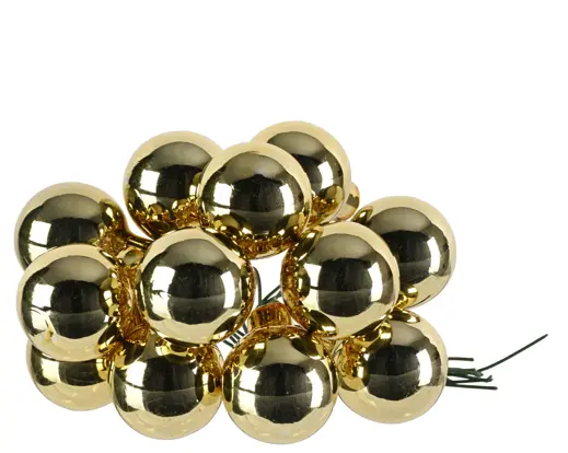 Decoris | Kerstbal Tros met 12 Glasballetjes Goud Ø2,5 cm