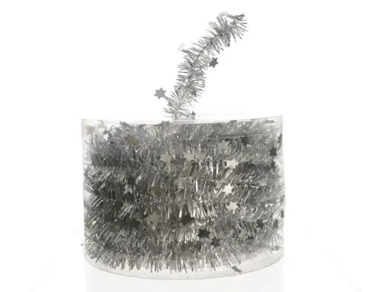 Decoris | Slinger Guirlande Pet Lametta Shiny Stars Zilver Ø3x700cm