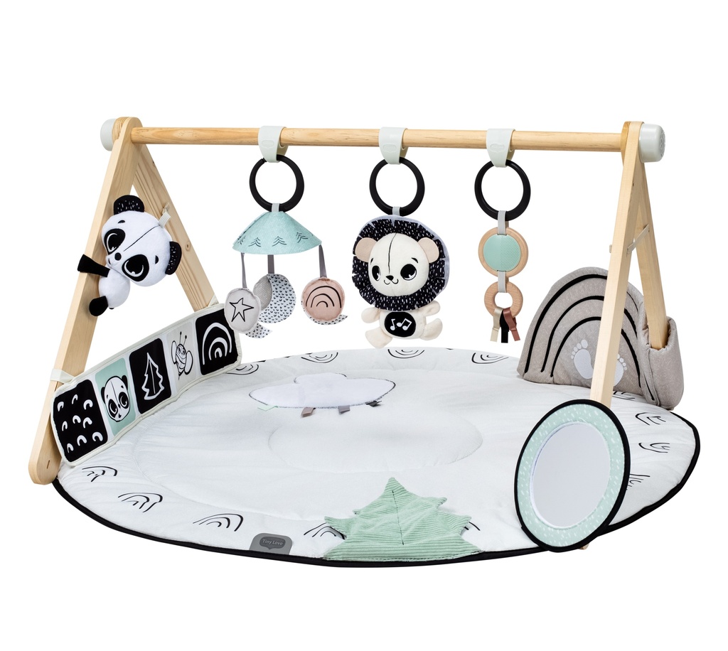 SPEELTAPIJT MET SPEELBOOG, Luxe Gymini, Black & White Decor, aop regenboog/brod. wolk, hout/textiel, +muziek, 2023