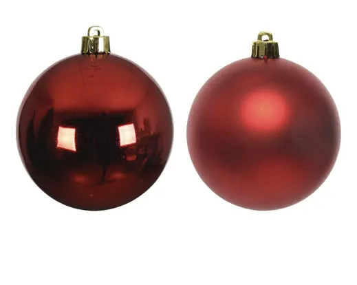 Decoris | Kerstbal Polystyreen Mix Kerstrood Ø10cm 4-pack