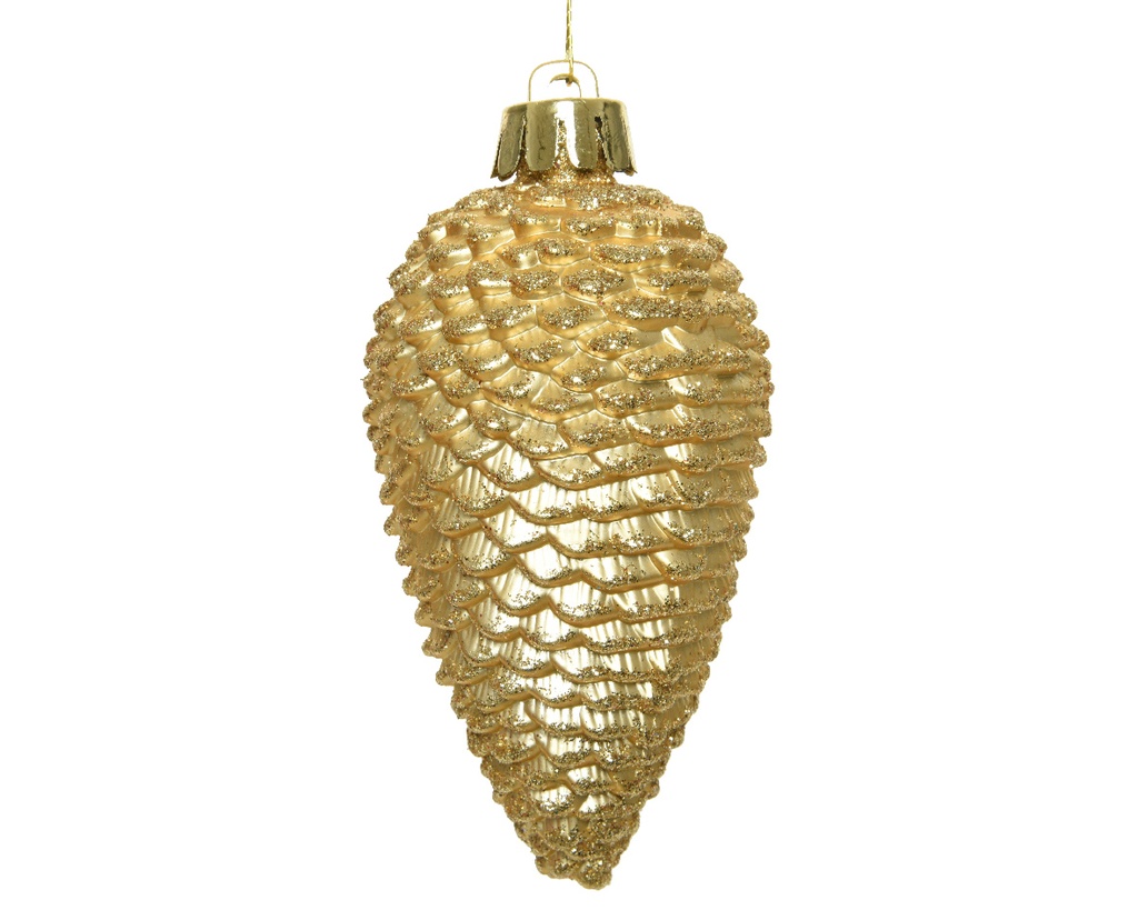 Decoris | Hangfiguur Polystyreen Dennenappel Goud Ø4,5x8cm 6-pack