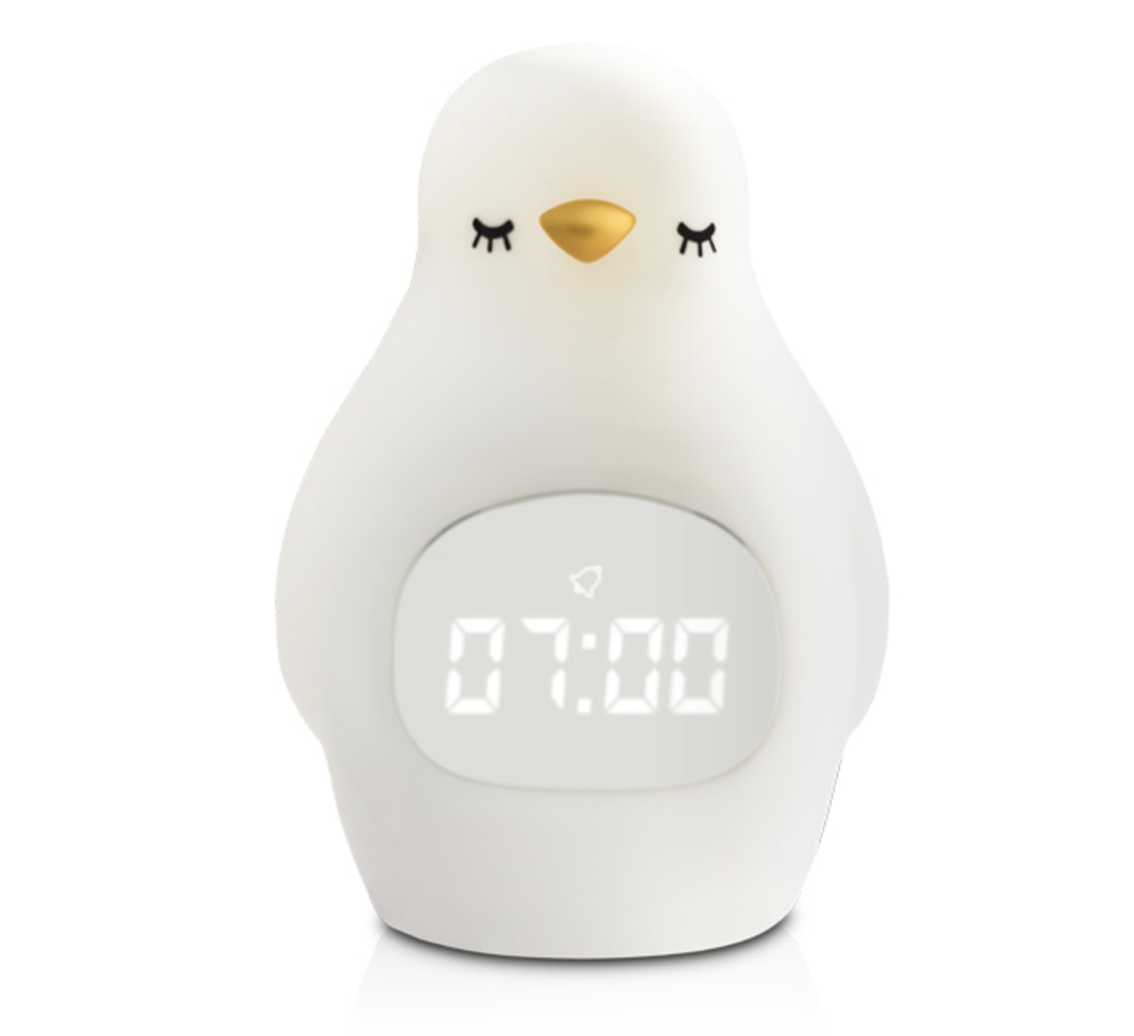Luvion | Slaaptrainer , Penguin, wit, uni, digitaal, met wekker, met nachtlamp