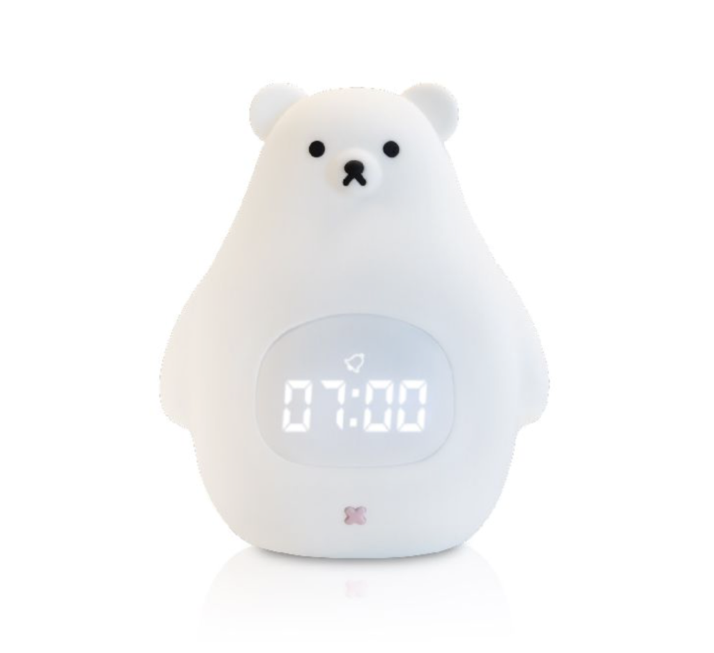 WEKKER SLAAPTRAINER, Bear, wit, uni, digitaal, met wekker, met nachtlamp