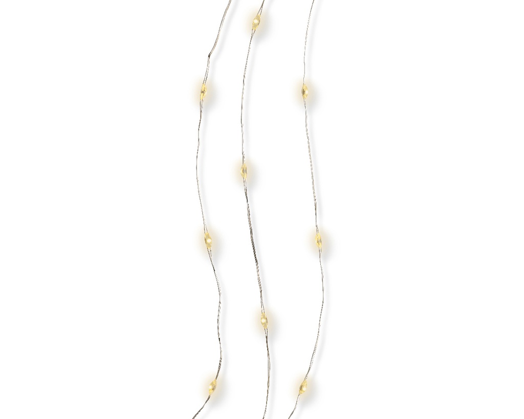 VERLICHTING, lichtsnoer, Micro-LED, budget, 295 cm, indoor, 60 microleds: warm wit, excl. batt., snoer: zilver