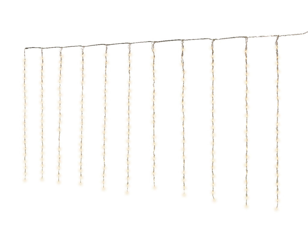 VERLICHTING, balkonverlichting, gordijn, 4 x 1 m, outdoor, 420 leds: warm wit, transp. snoer, 5 snelh., 5 m snoer, IP44