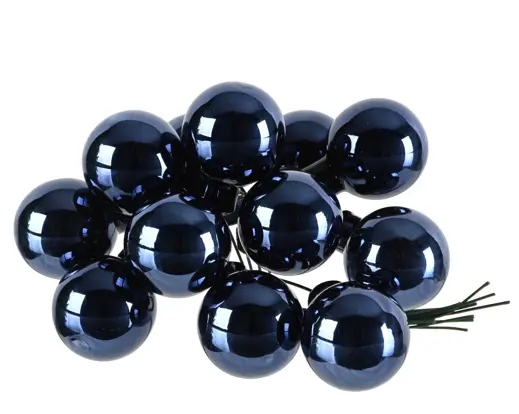 Decoris | Kerstbal Tros met 12 Glasballetjes Blauw Ø2,5 cm